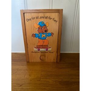Vintage 1984 Get Along Gang Montgomery Moose Wooden Slide Top Box Skateboard 80s
